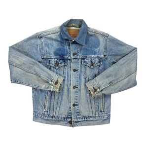 Vintage Levi's‎ Jacket Womens L Blue Light Wash Distressed Type 3 Trucker